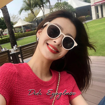 2020 Korean Style Trendy Retro Girl's Off-White Frame Sunglasses for Women ins Internet Celebrity Polarized Sunglasses for Small Round Faces