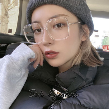 Xiaohongshu Transparent Glasses for Women ins Trendy Square Plain Glasses Frame for Women with Big Faces, Slimming Effect, Suitable for Women with Nearsightedness and Prescription Lenses