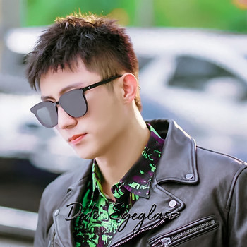 Men's Retro Square-Frame Sunglasses, Korean Style Trendy Big-Face Slimming Sunglasses for Travel and Driving, Sun Protection Polarized Sunglasses for Women