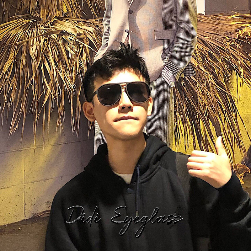 Pilot-Style Men's Polarized Sunglasses, Korean Style, Large Round Frame, Aviator Style, Face-Slimming, Uv Protection, Driving Sunglasses