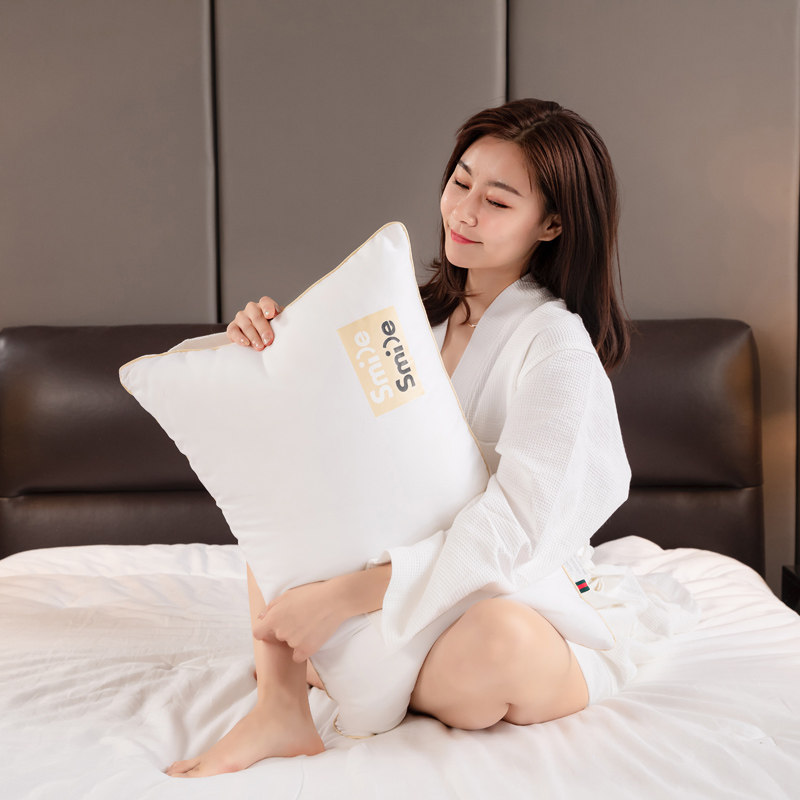 Net red student comfortable pillow soft pillow single double pillow white solid color household feather velvet rectangle