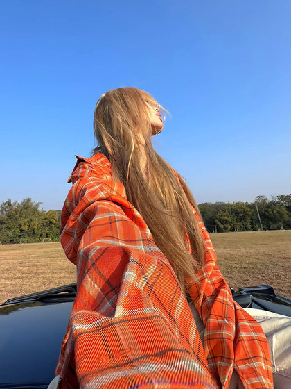 NECOYEP原创自制2025春季新款美式格纹长袖衬衫男女宽松休闲外套