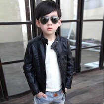 Boys autumn and winter leather jacket childrens coat middle-aged baby New plus velvet thickened autumn and winter jacket tide