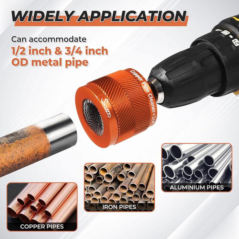 Hot-Selling 1/2 Inch and 3/4 Inch Copper Pipe Cleaning Brush Set, Electric Drill Brush, Polishing Power Tool