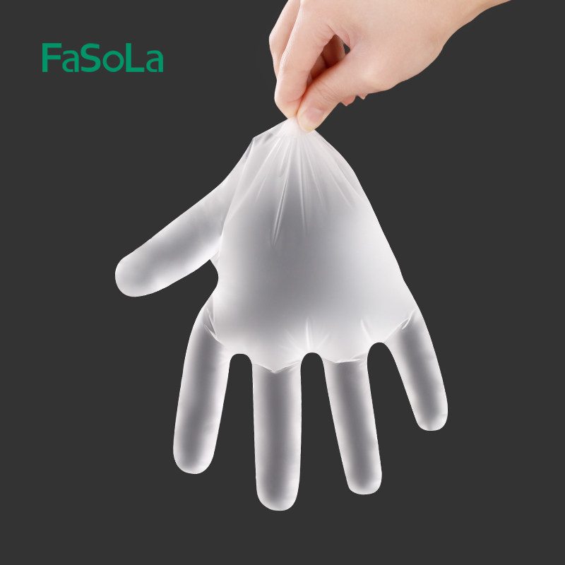 FaSoLa 100 Only Disposable Gloves Food Grade Thickened Durable Latex Rubber TPE Food Catering Transparent