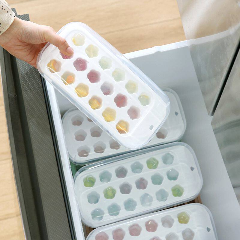 Japan ice cube mold Household ice grid ice box Personality creative one-click ice with lid Frozen ice box artifact