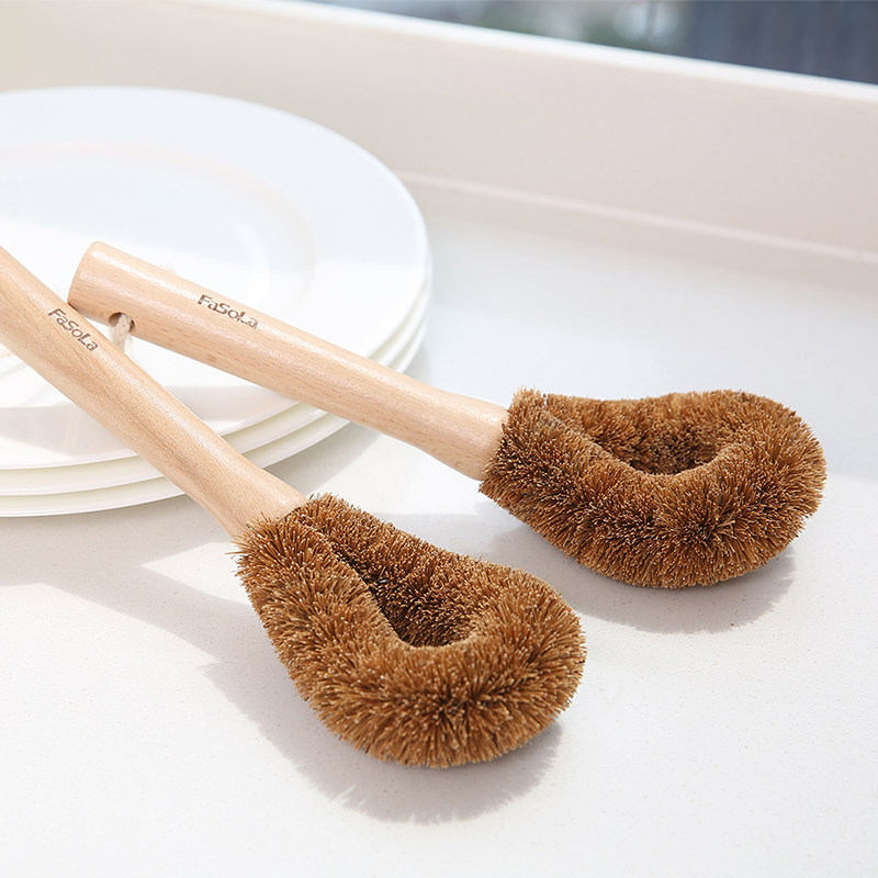 Brush pot cup brush cup brush kitchen bottle household cleaning long handle cleaning coconut brown dirt oil