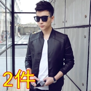Thanh niên Slim Quần áo da Áo khoác nam Áo khoác nhỏ Áo khoác nhỏ Thời trang Quần áo mùa thu Quần áo Xe máy Quần áo Trung niên Áo khoác da