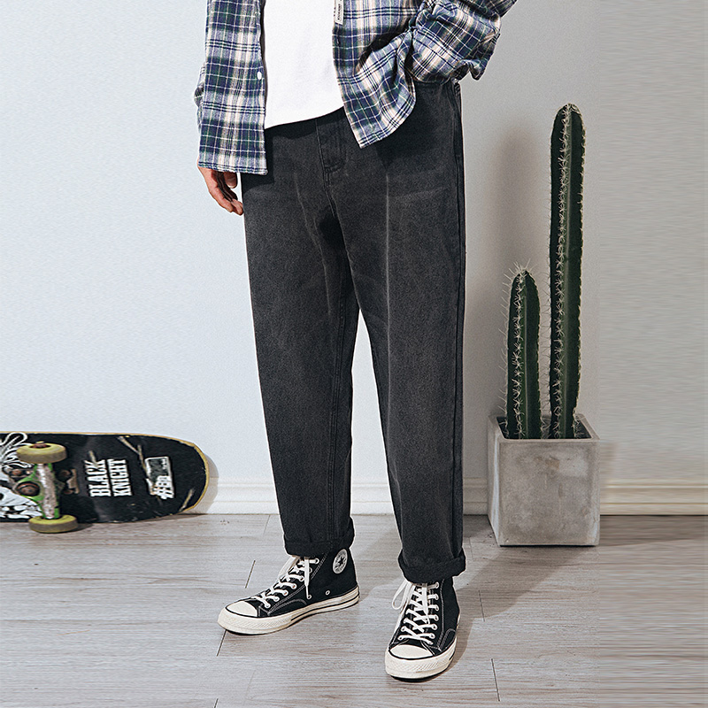 Yuppie Claymaker Noise Day Ensemble Retro Loose Straight Barrel Jeans Male Raw Wind Broadlegged Casual 100 Hitch Khalan Pants Man