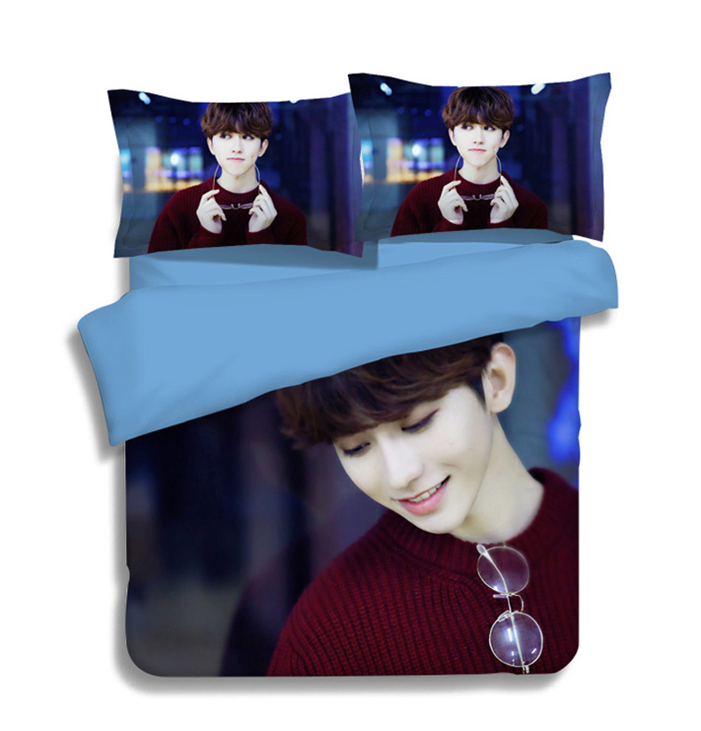Để bản đồ tùy chỉnh chăn ngủ ký túc xá cho sinh viên Cai Xukun tấm rung với cùng một ngôi sao cá tính DIY giường bốn mảnh chăn ga gối đệm