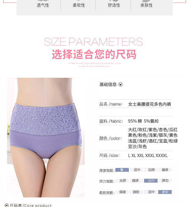 Quần lót nữ cạp cao trung niên cotton đồ lót mẹ tóm tắt cotton sau sinh bụng kích thước lớn chất béo mm mùa hè quần lót ren quyến rũ