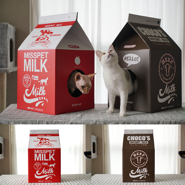 Spot Creative Juguilio Milk Box Cat Grab Board Cat Litter Grab Board Cat Grinding Claw Toy Kitty Supplies