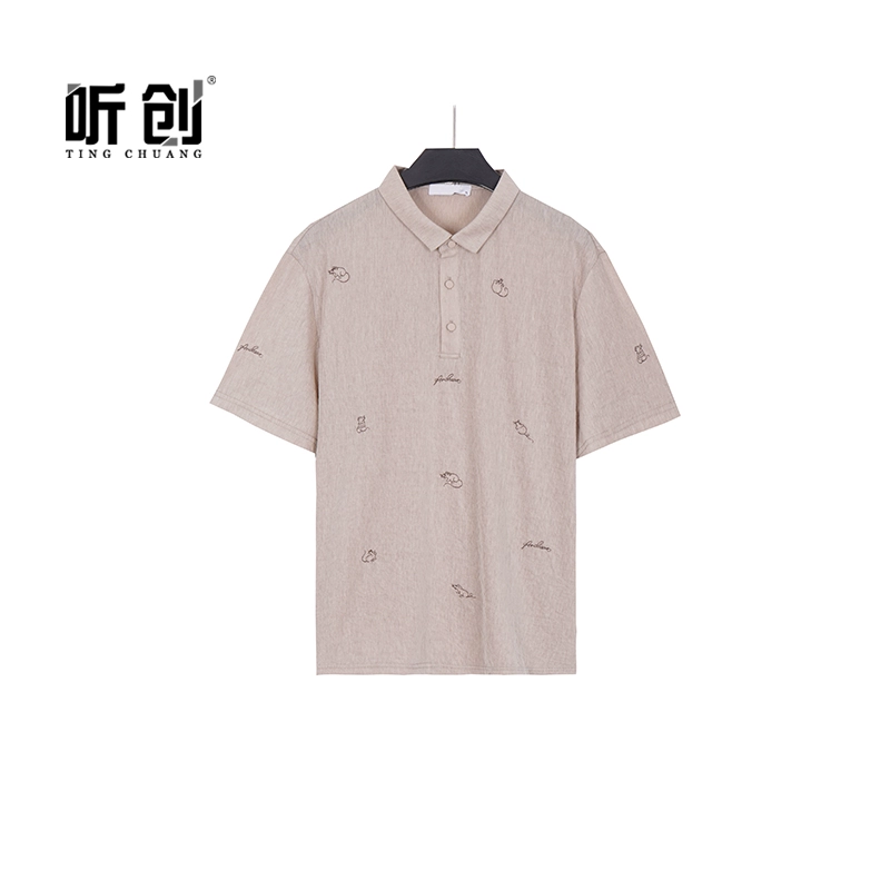 [Quần áo nam Tingchuang] Áo sơ mi dễ thương in hình động vật POLO 8705 - Polo