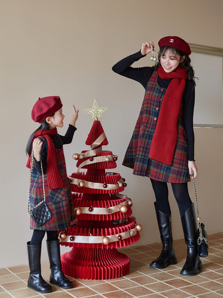 Christmas pro dress Winter new Korean version Mother women Dress Ocean Piste sweatshirt Jacket Dress With Dress Plus Suede Harness Skirt-Taobao