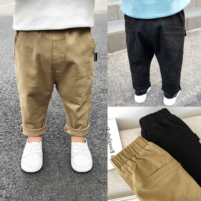 Boys' baby pants spring and autumn wear thin section infants and children's casual pants pure cotton Korean version of all-match trousers trendy