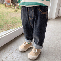 Male Baby Jeans Spring Autumn Clothing Slim Fit Children Boy Foreign Air 100 Hitch Pants Outside Wearing Boy Casual Long Pants Tide