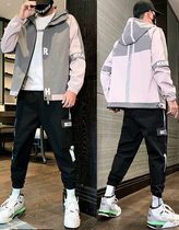 Mens sweater Spring and Autumn long sleeve jacket Korean trend youth autumn sports suit male students Leisure luck