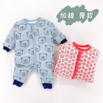 Baby jumpsuit cotton winter newborn plus cotton autumn and winter baby cotton set Winter ha clothing thick warm cotton suit