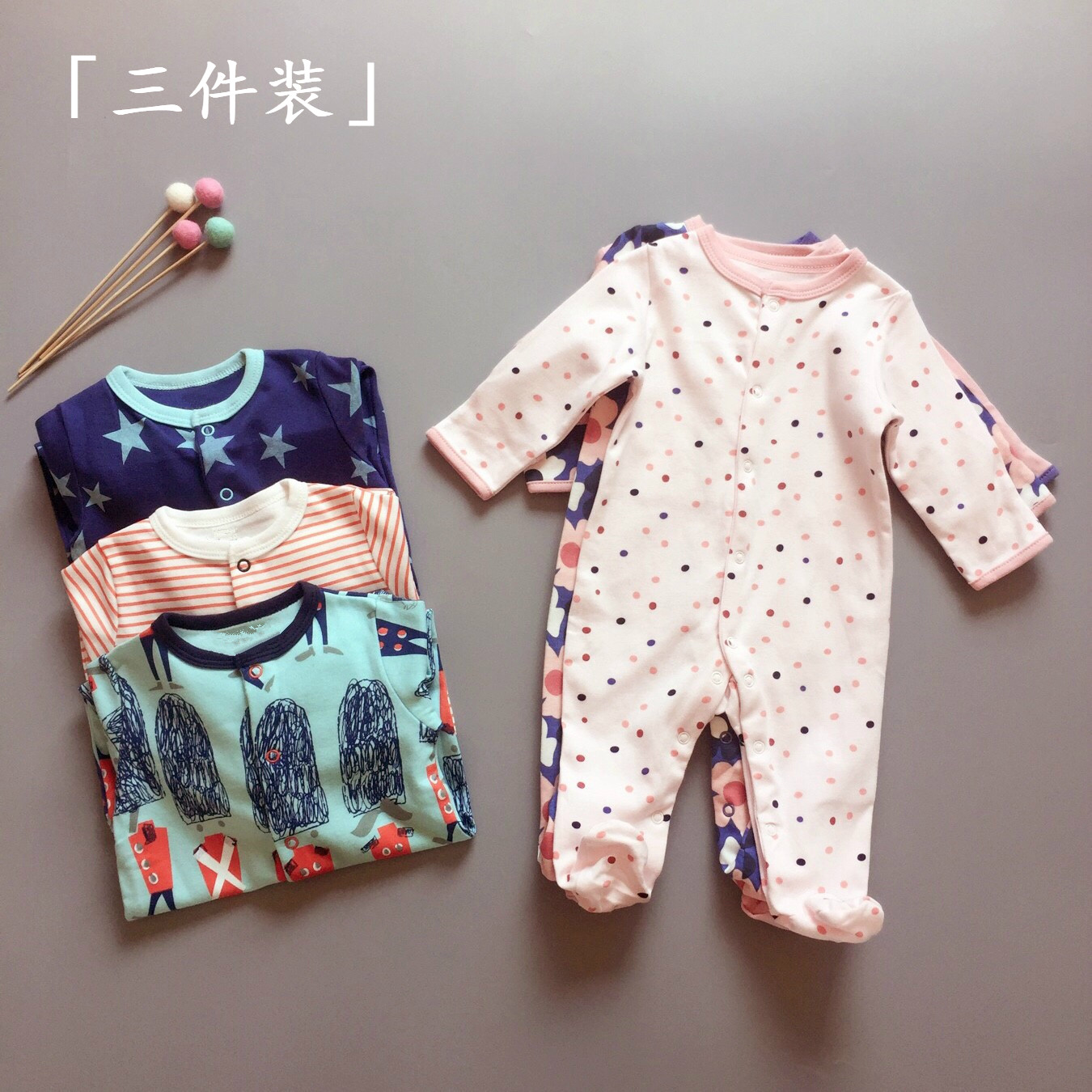 Baby foot jumpsuit Baby thin spring and autumn newborn long-sleeved foot pajamas Pure cotton with socks Haiyi autumn outfit