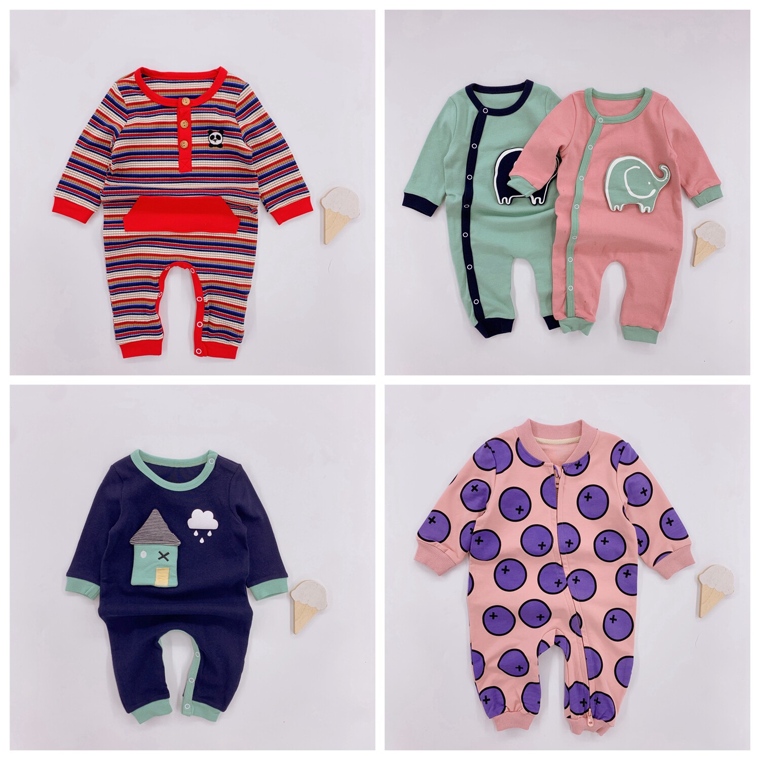 (Broken Code Special) Baby jumpsuit spring and autumn male 9 cartoon 0 pure cotton 6 months 3 thin cute female baby romper