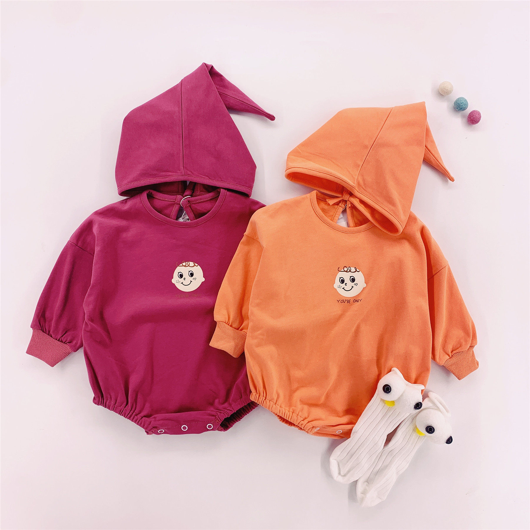 Special clearance baby net red jumpsuit cute spring and autumn long-sleeved go out loose bag fart clothes baby triangle rompers