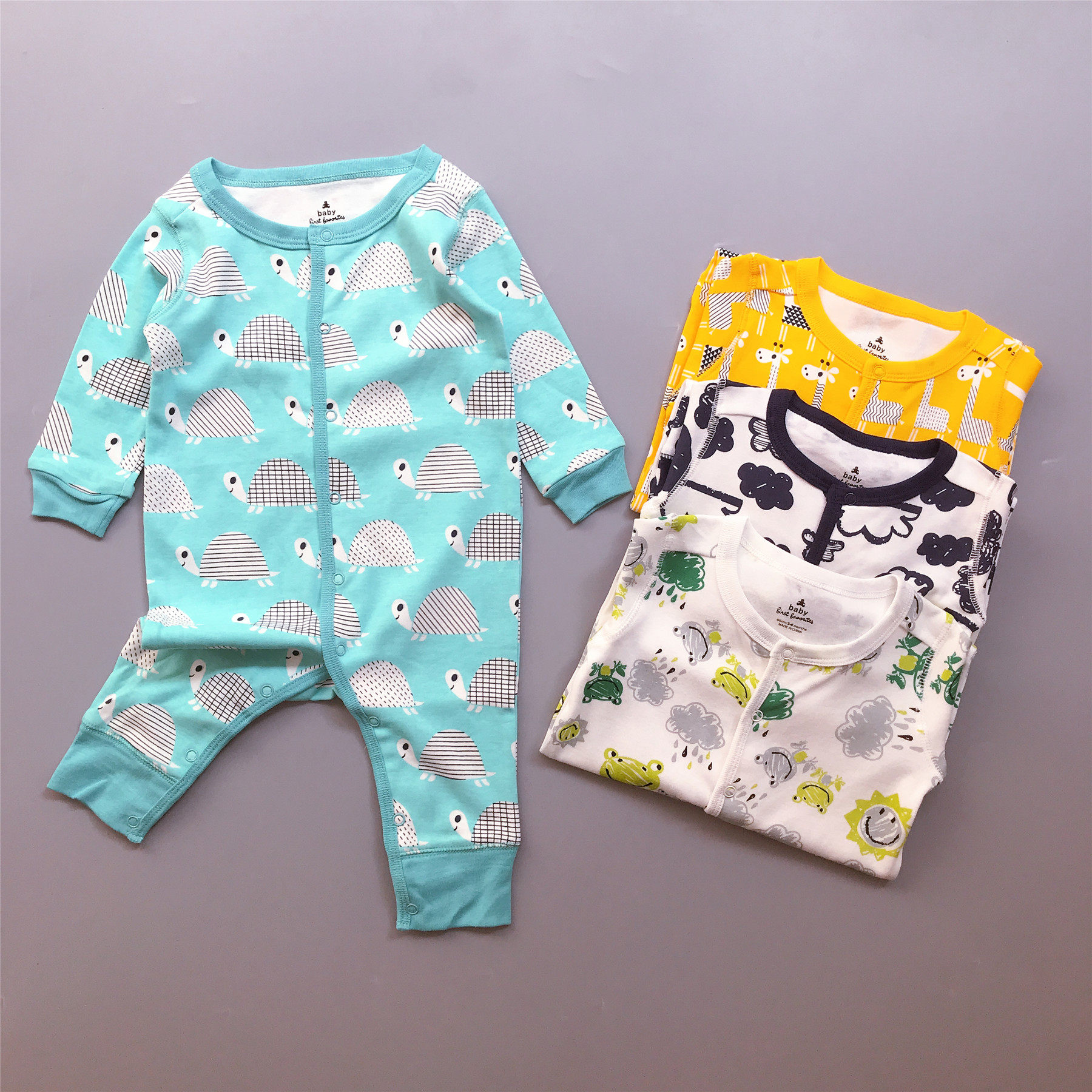 Break Code Special Price Khaclothes Baby Thin length sleeves Men's pure cotton 9 Spring and autumn 0-6 months 3 Lions pajamas for women's palate