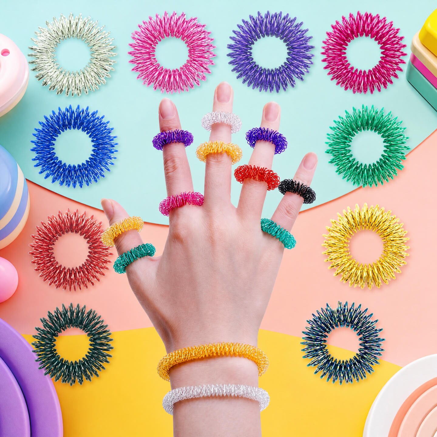 Mini finger massage ring relieves fatigue