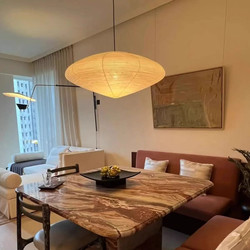 Oval Pendant Light Japanese Style Noguchi Isamu Paper Art Pendant Light Akari Wabi-Sabi Bedroom Tea Room Studio Homestay Restaurant Light
