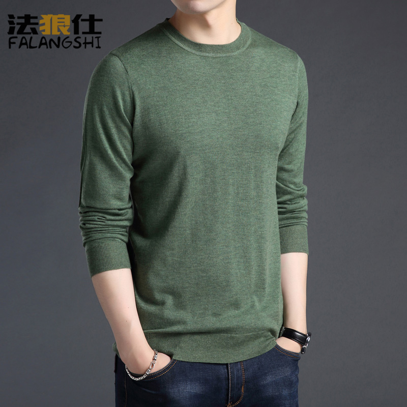 Men's sweater spring and autumn round neck pullover thin bottoming shirt autumn sweater long sleeve woolen sweater soil puyuan