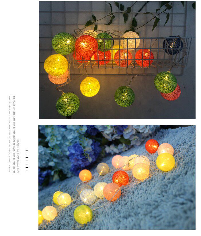 Rattan Ball Light Festive Party Cotton Ball LED Decorative Light Energy Saving and Safe Cotton Ball Light Christmas Decoration Birthday