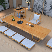 Tatami Solid Wood Tea Table And chaises Combination Brief Tea Table Kang A Few Days Style Kung Fu Tea Table Long Bar Table Balcony Short Table