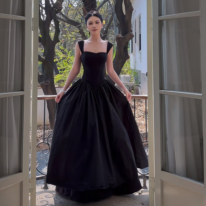 Teptdc Summer Black Long Party Dress, Particularly Beautiful, Waist-Cinching Dress, Women's Summer Dress, Long Dress, Trendy Dress