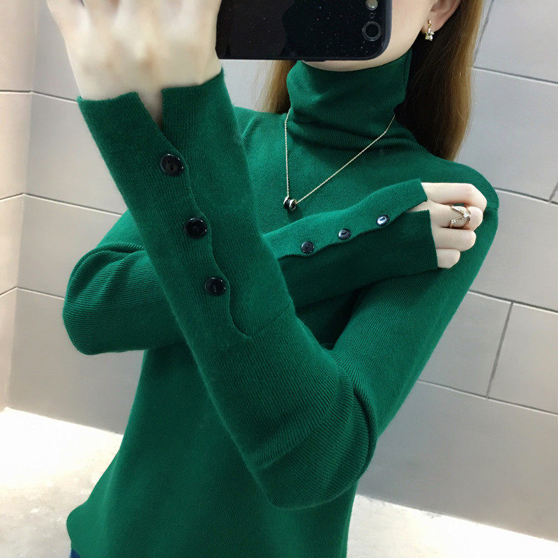 高领毛衣女打底衫长袖针织衫修身2019洋气秋冬新款外穿套头慵懒风