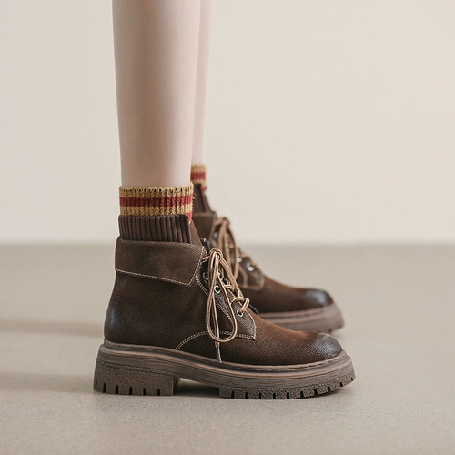 Martens, зимние флисовые короткие сапоги в английском стиле, в британском стиле