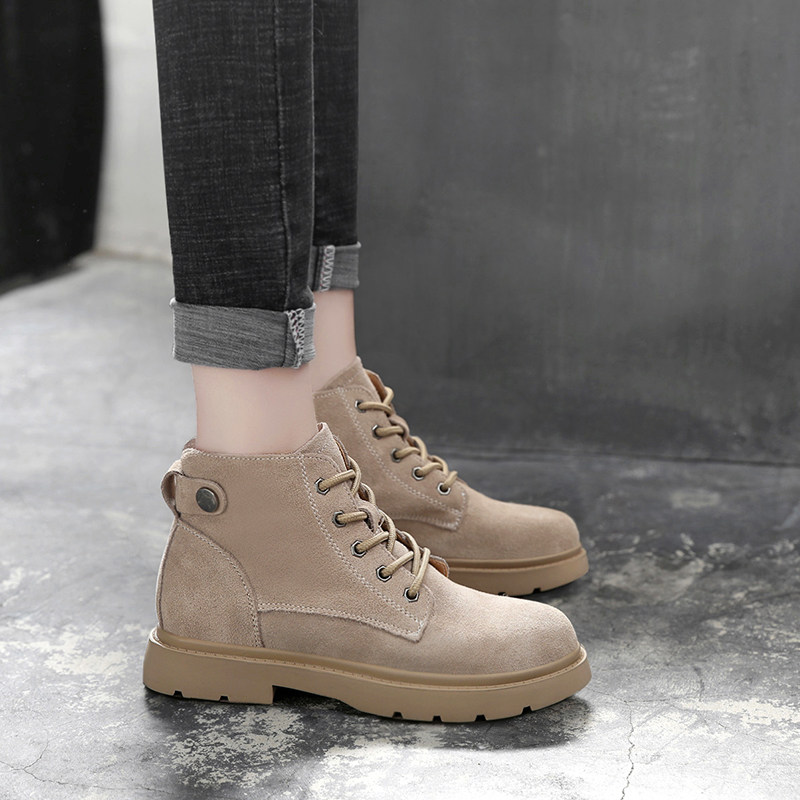 Genuine leather Martin boots children Short fall 2020 new women's shoes 100 hitch flat bottom small short boots Gardown Inn craze