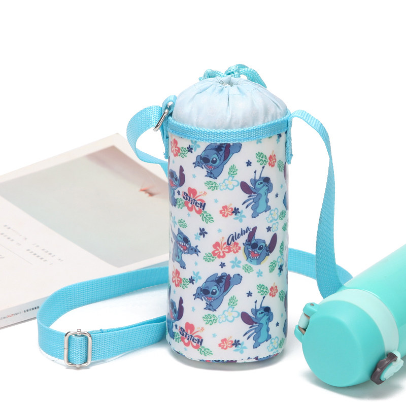 Exported to Japan cartoon Stitch baby children's thermal insulation bottle kettle cup set bag adjustable oblique baby bag waterproof