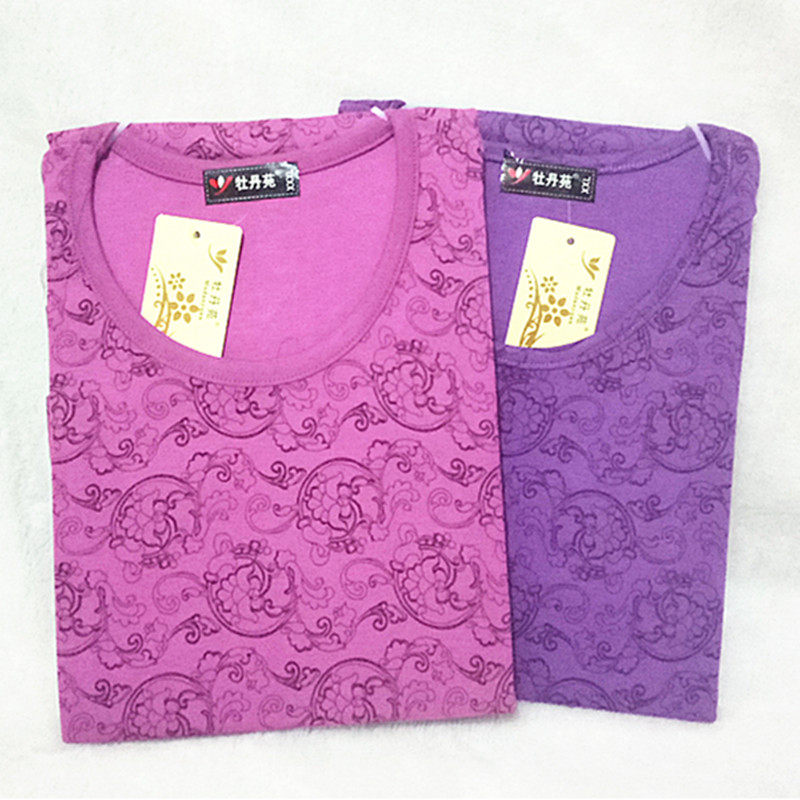 Middle-aged and senior year round collar single-piece jersey woman pure cotton gats up cotton sweatshirt thin section Heating Clothes Mom Beat