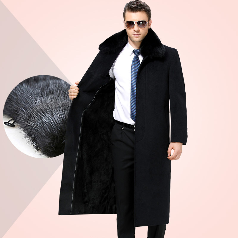 The winter middle aged men's macho fur coats the men's long version over the knee, and the dads of the daddies and dads to thicken the wind.