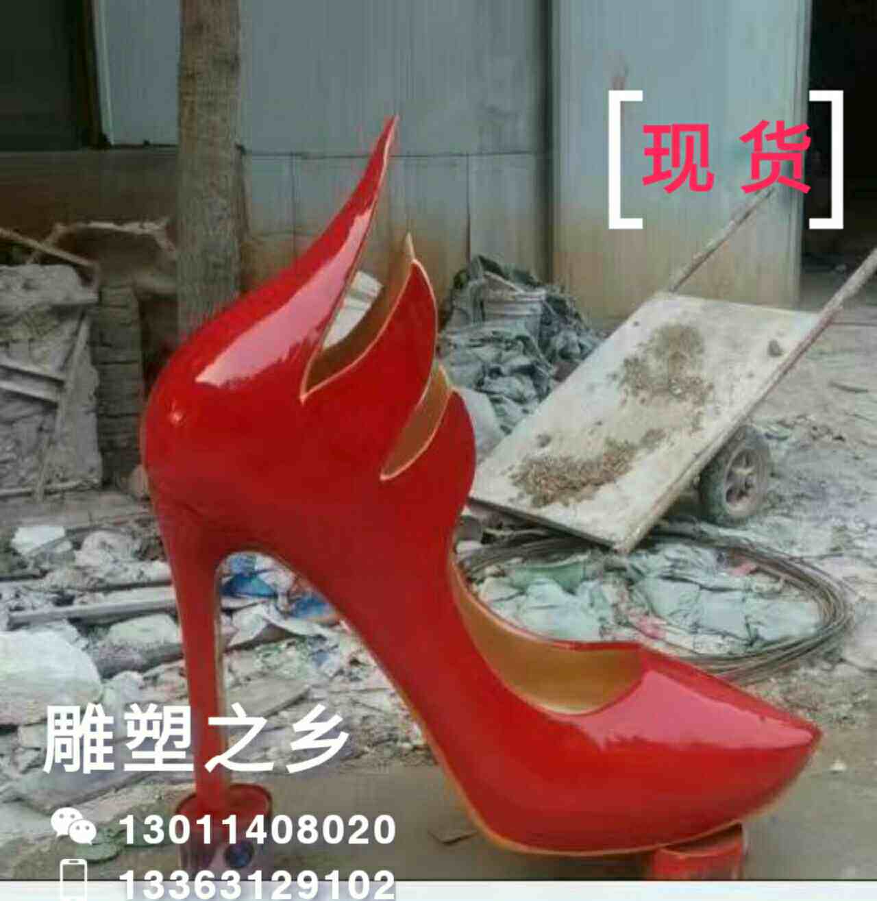 Fiberglass sculpture simulation high heels shallow mouth single shoe sculpture brand-name leather shoes store door sculpture iconic