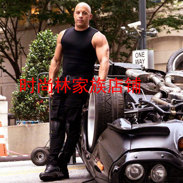 Fast and Furious Vin Diesel Vest Men's Pure Cotton Pure Size Tight Sports T-Shirt Breathable Sweat-Absorbent Casual Sleeveless T-Shirt