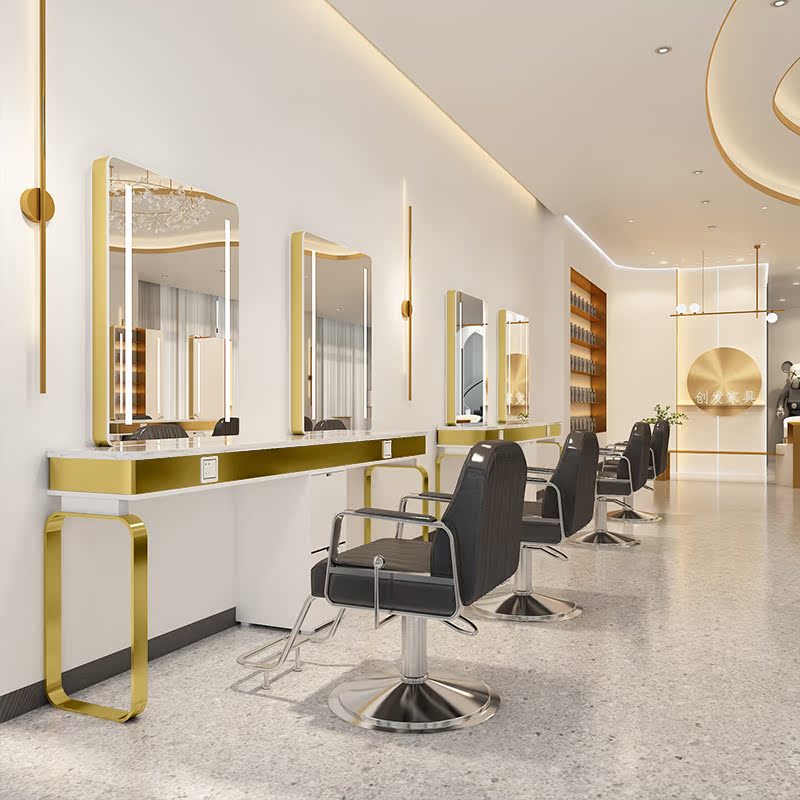 New Hairdresseshop Beauty Hair Salon Mirror Desk Hair Salon Special Hot Dyeing Beauty Hair Mirror Beauty Salon Bifacial Mirror Cabinet