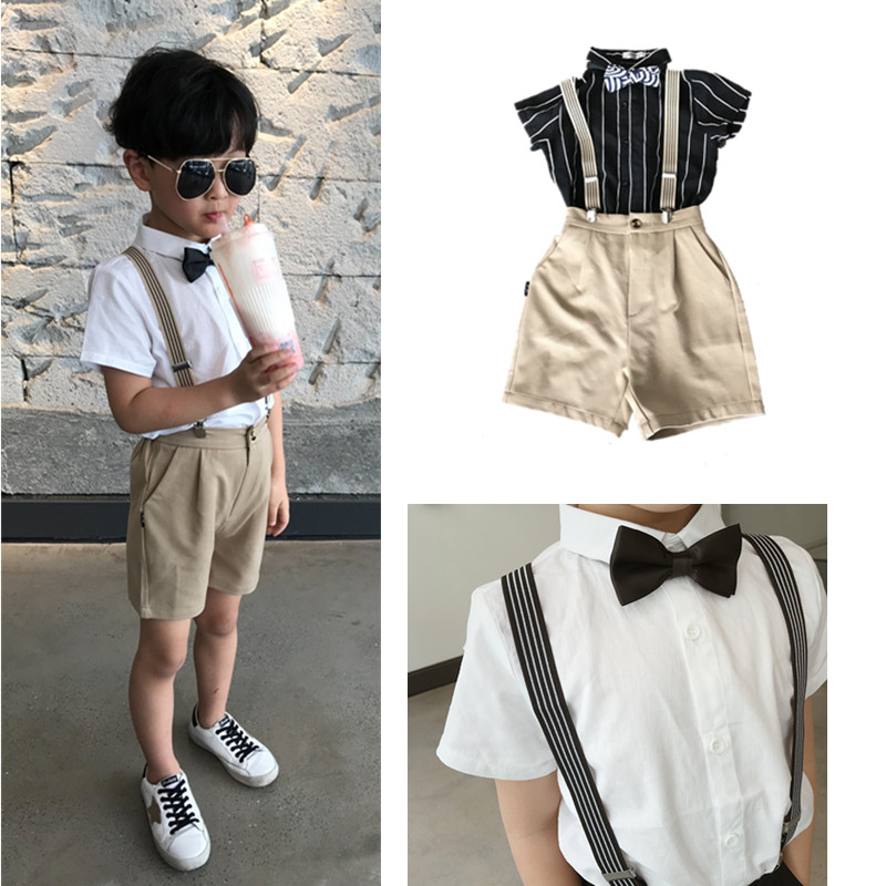 Boys' small suits, children's suits, short-sleeved shorts, strap suits, baby show birthday dresses, summer 2022