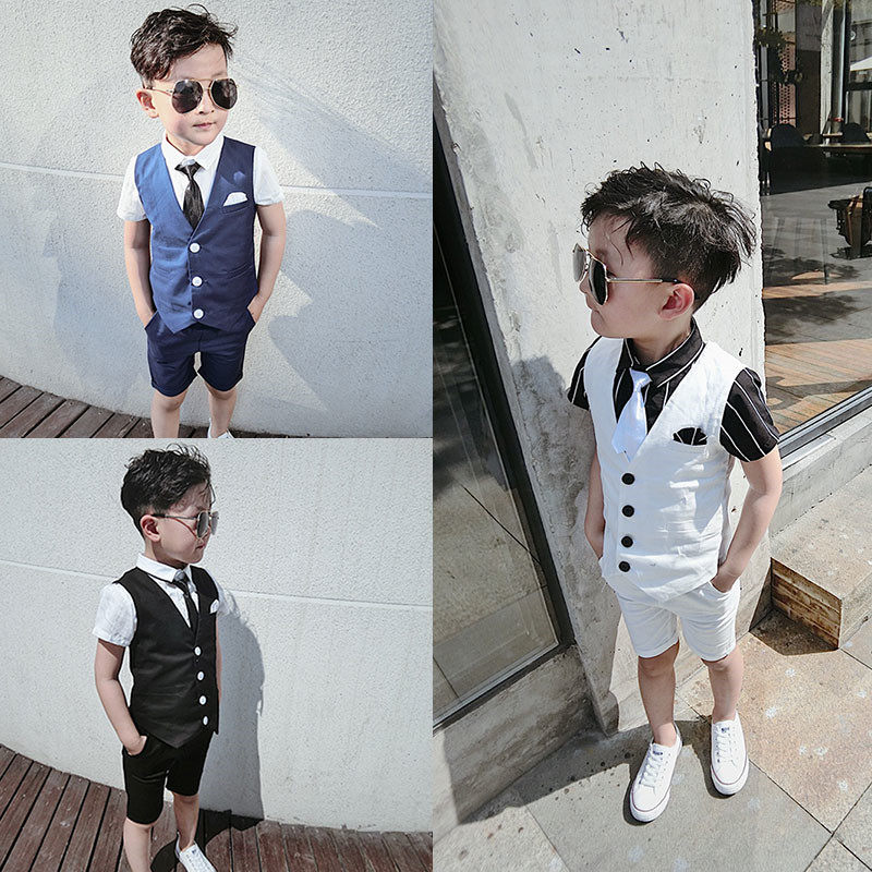 Boys' suits, children's small suits, short-sleeved flower girl birthday dresses, Children's Day festival performances, 2022 summer