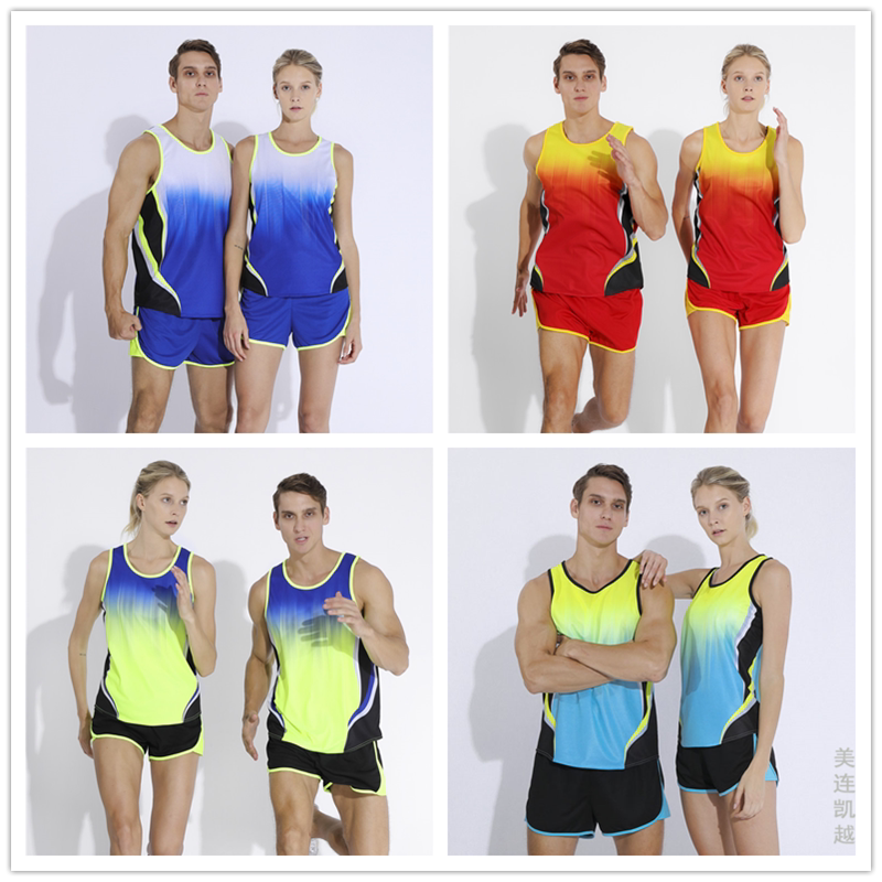 Tracksuit Suit Men And Women Summer Long Sprint Marathon Vest Competition Sportswear Tracksuit Pants Running Training Suit