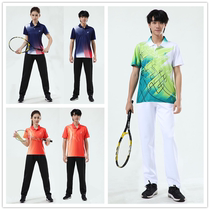 2021 new short sleeves badminton suit long pants suit suction sweating speed dry overdraft running group purchase of print-character table-tennis clothes