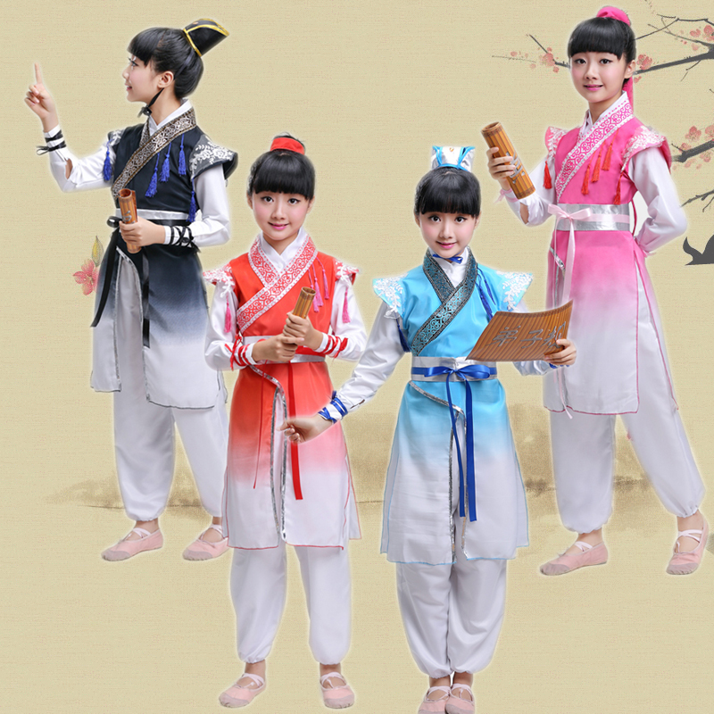 Ancient children's Hanfu, small book, children's dance performance costumes, reading Tang poetry, ambition, Cai Lun's disciples