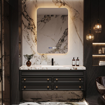 French light luxury bathroom cabinet combination solid wood washbasin slate washbasin bathroom retro washstand customization
