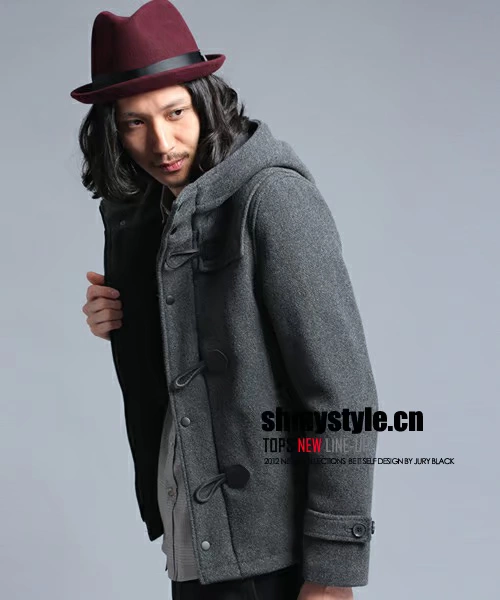 Mặc mùa đông Thương hiệu thủy triều Nhật Bản Vòng đeo tay sừng của Anh Trùm ngắn Slim Fit Áo khoác len nam