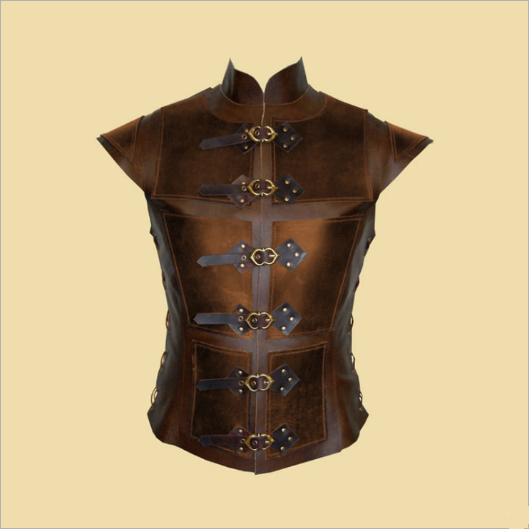 Medieval Renaissance Samurai PU Leather Polying Vest Drama Interpretation COS Photography Photo Costume