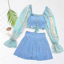 Girl swimsuit CUHK Scout 12-15-year-old Long sleeve sunscreen Split Skirt Swimsuit Girl teen swimsuit